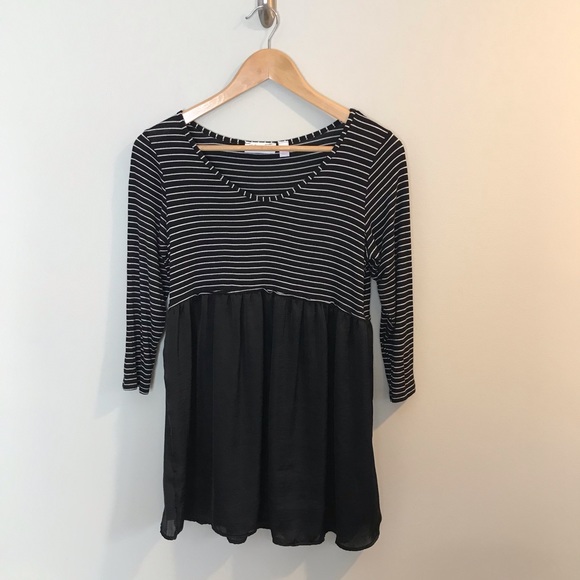 Flutter & Kick Tops - Flutter & Kick Maternity Black White Striped Shirt